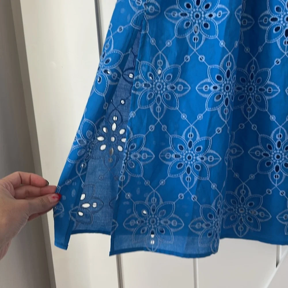 Sheridan French Paloma Blue Eyelet Midi Skirt in Capri